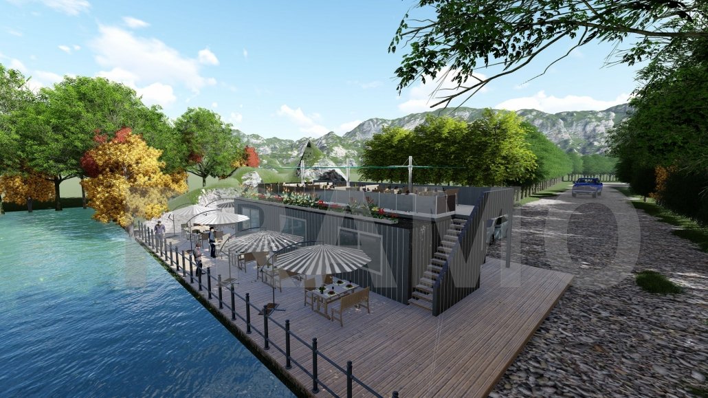 مقهى فولاذي بمساحة 185 متر مربع