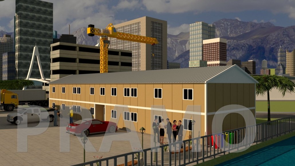 مبنى مكاتب مسبق الصنع مكون من طابقين بمساحة 628 مترًا مربعًا